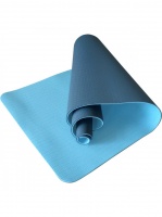 Коврик для йоги 2-х слойный ТПЕ 183х61х0,6 см (синий/голубой) (B34508) TPE-2T-3
